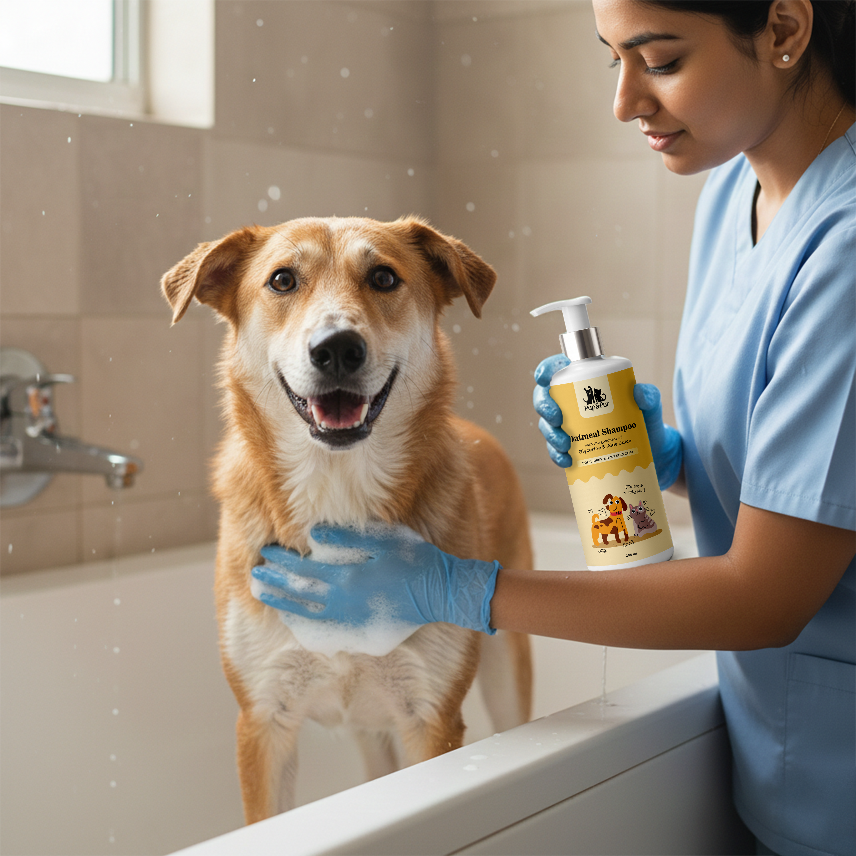 Pup & Pur Oatmeal Shampoo For Dogs & Cats | Pet Shampoo For Dry & Itchy Skin  | 200 ml