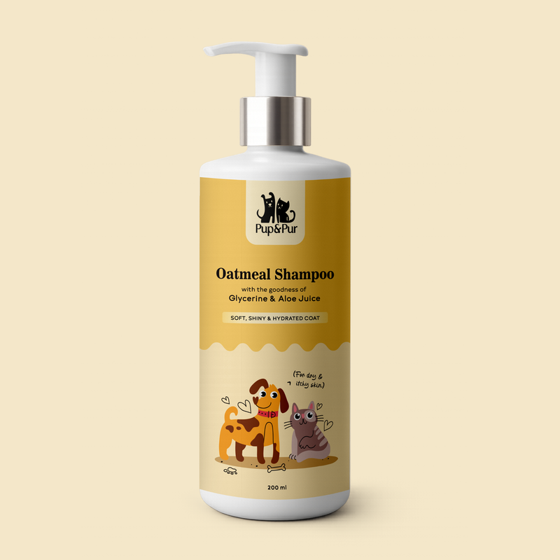 Pup & Pur Oatmeal Shampoo For Dogs & Cats | Pet Shampoo For Dry & Itchy Skin  | 200 ml