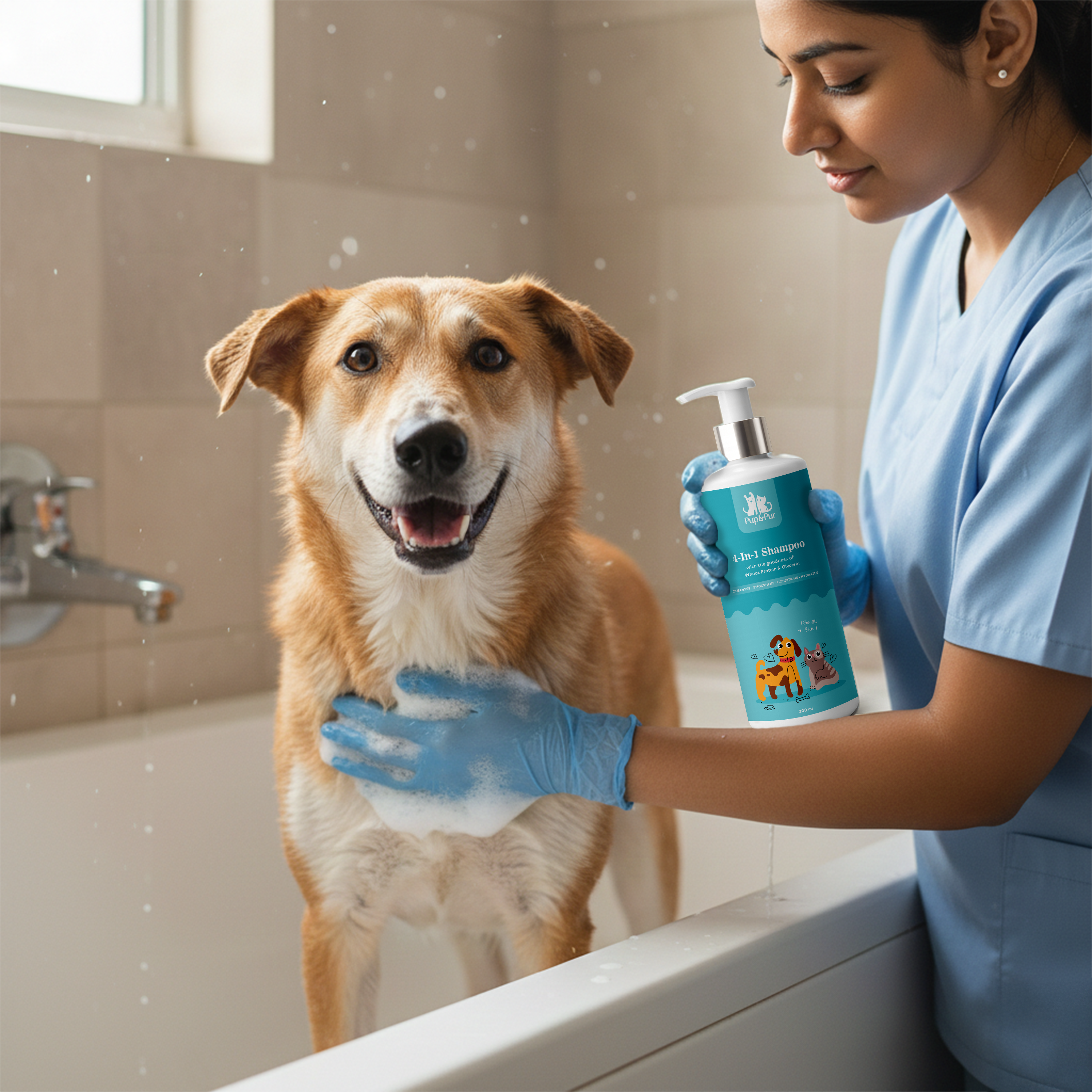 Pup & Pur 4-in-1 Shampoo for Dogs & Cats | Clean, Condition, Hydrates & Anti Hairfall  | 200 ml