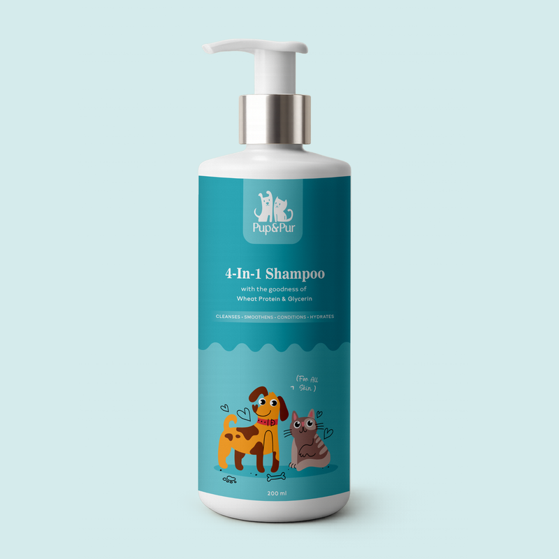 Pup & Pur 4-in-1 Shampoo for Dogs & Cats | Clean, Condition, Hydrates & Anti Hairfall  | 200 ml