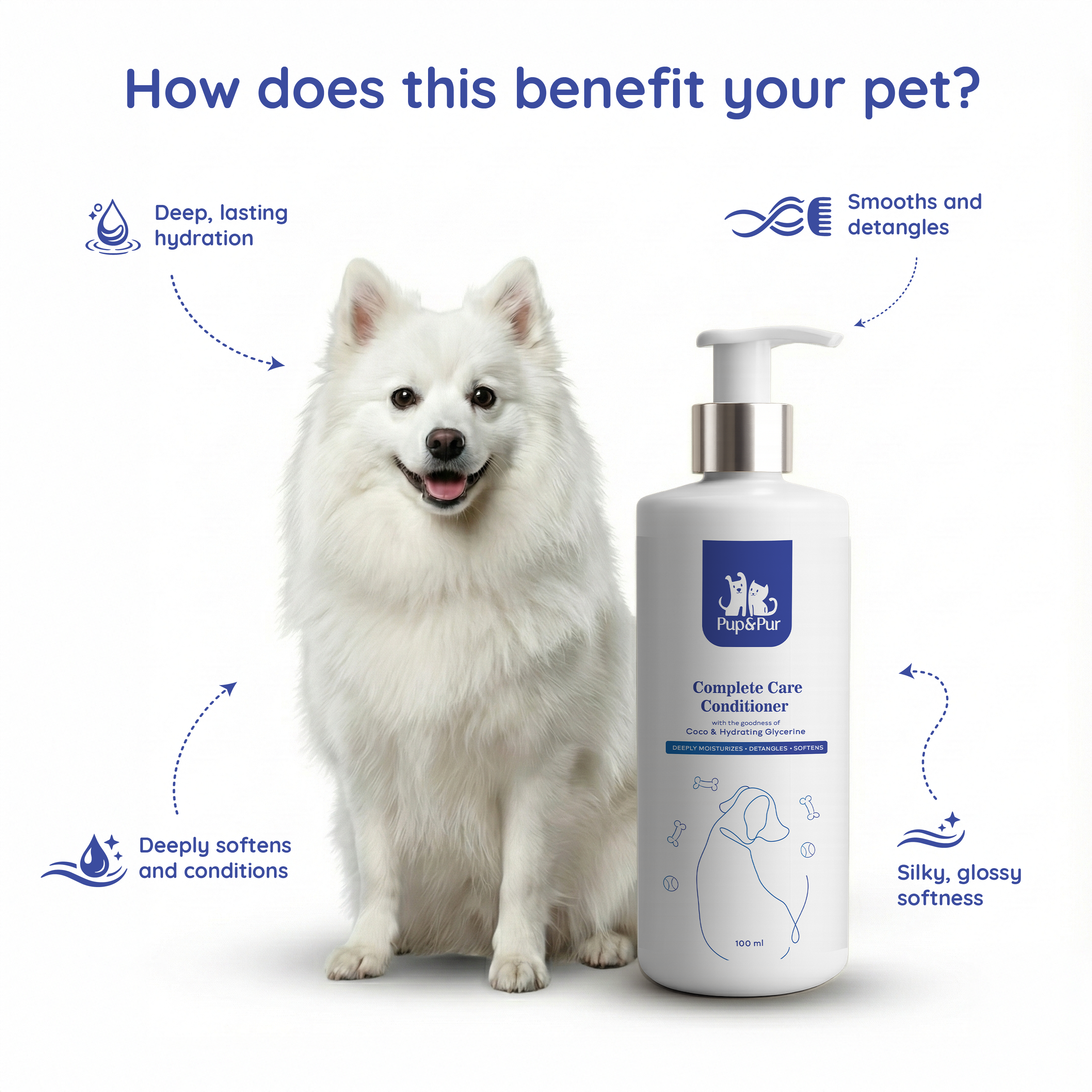 Pup & Pur Complete Care Conditioner for Dogs | Deep Moisturizing & Detangling | 100 ml