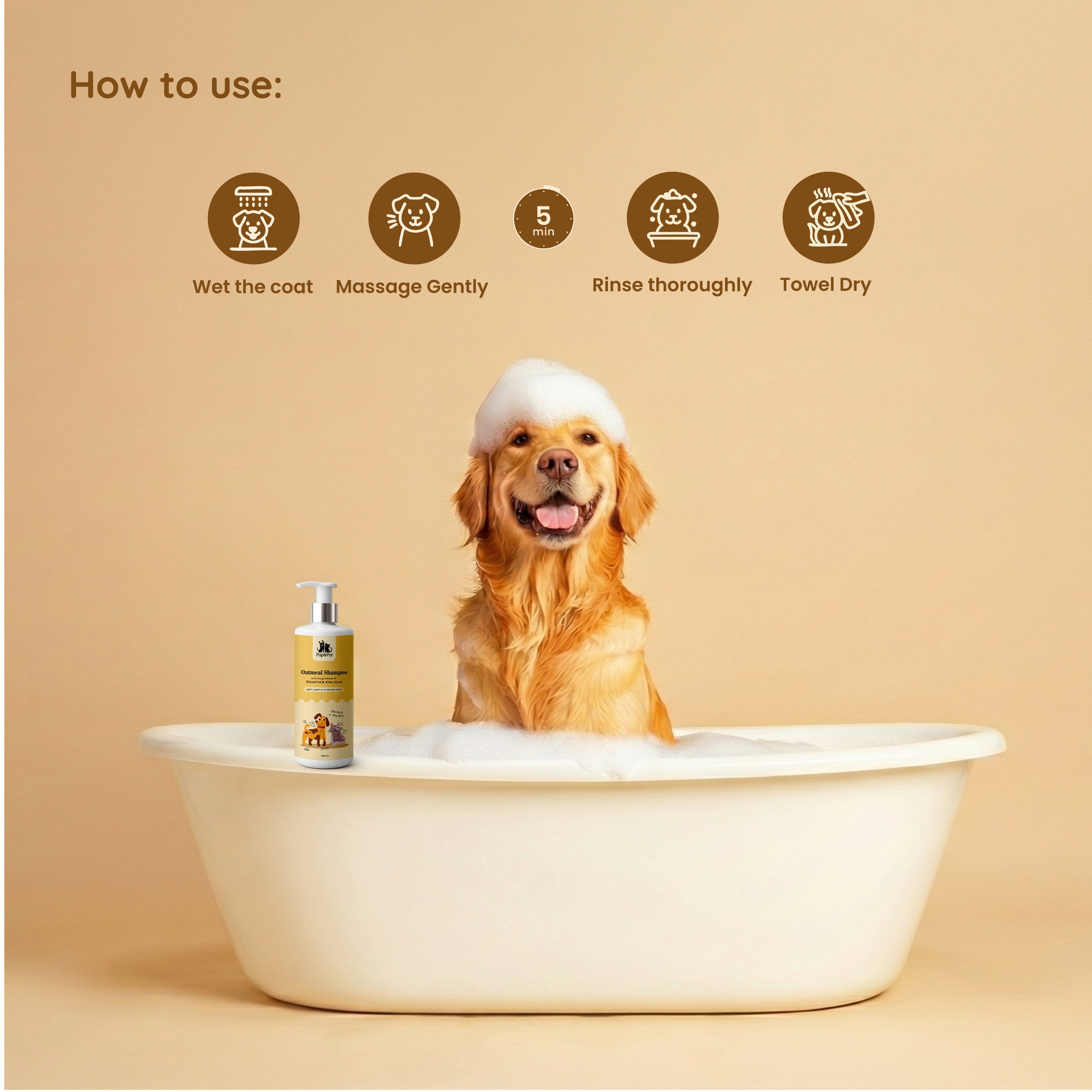Pup & Pur Oatmeal Shampoo For Dogs & Cats | Pet Shampoo For Dry & Itchy Skin  | 200 ml
