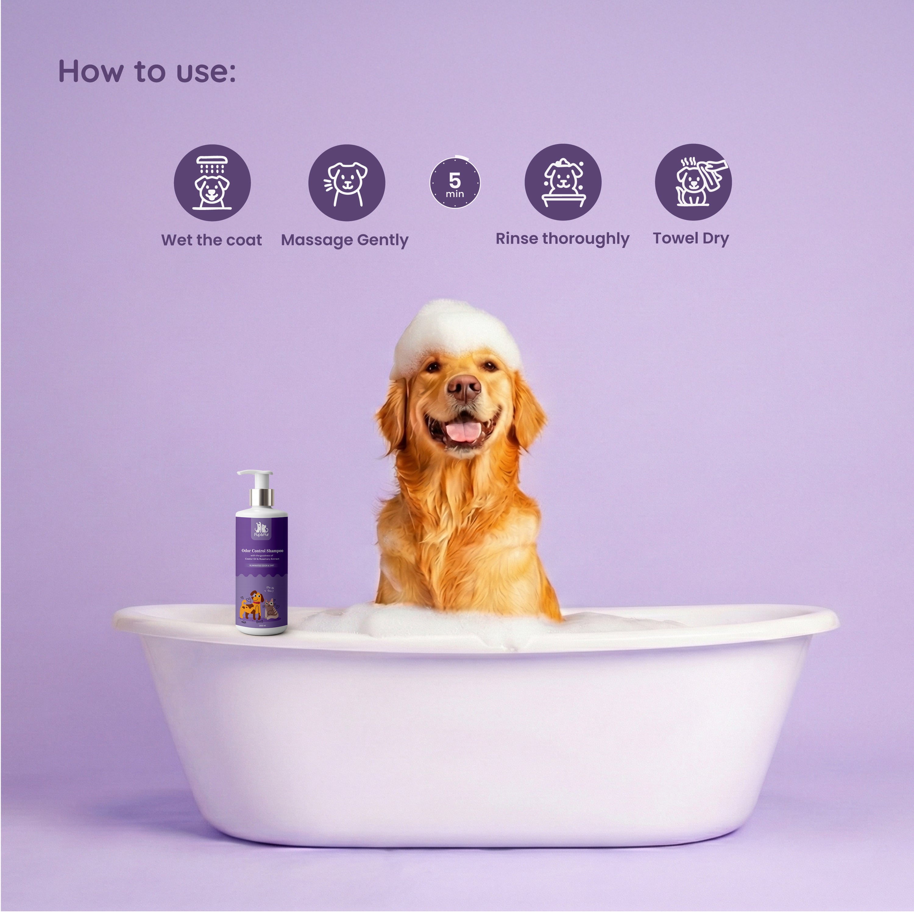 Pup & Pur Odor Control Shampoo For Dog and Cat | Deodorizing Pet Shampoo | 200 ml
