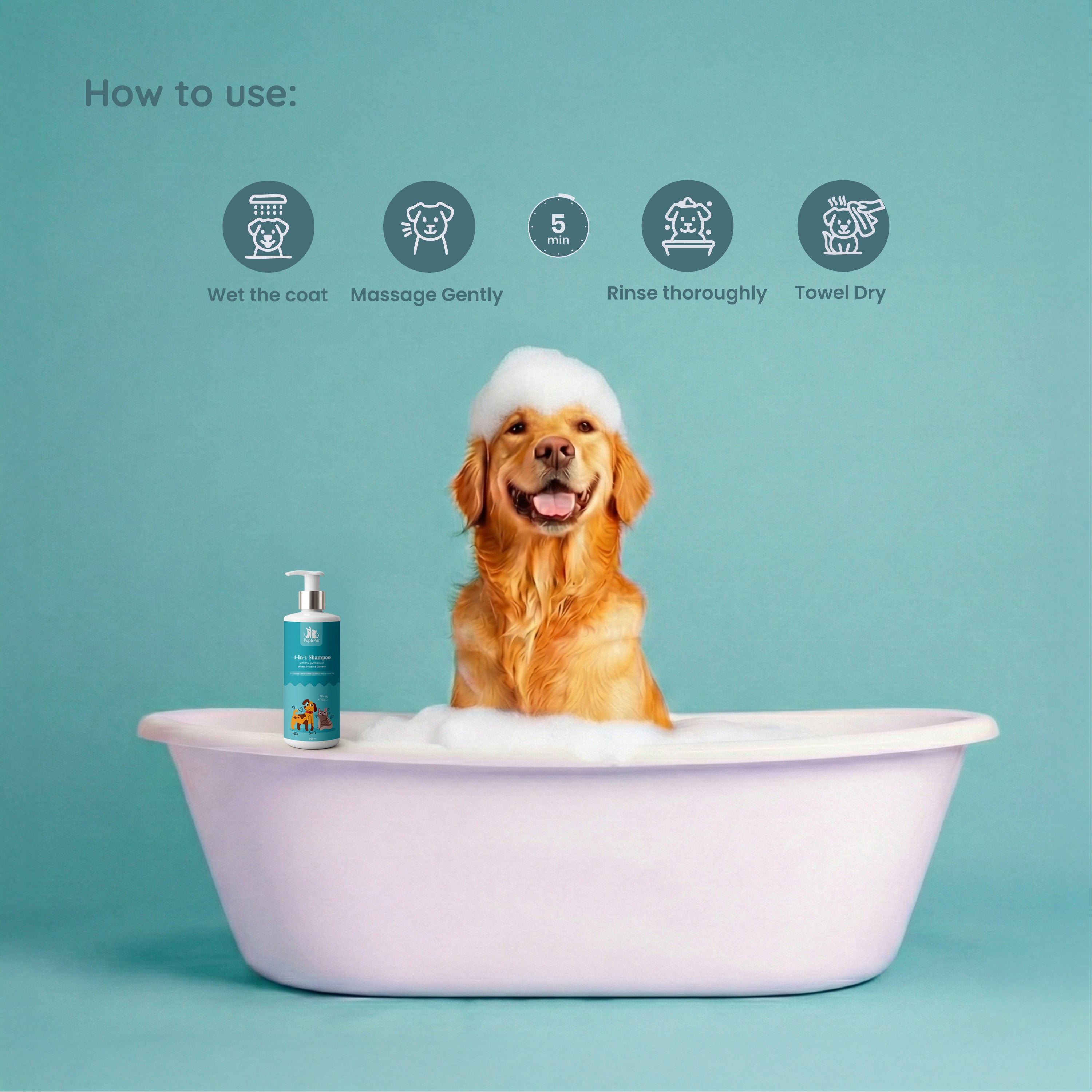 Pup & Pur 4-in-1 Shampoo for Dogs & Cats | Clean, Condition, Hydrates & Anti Hairfall  | 200 ml