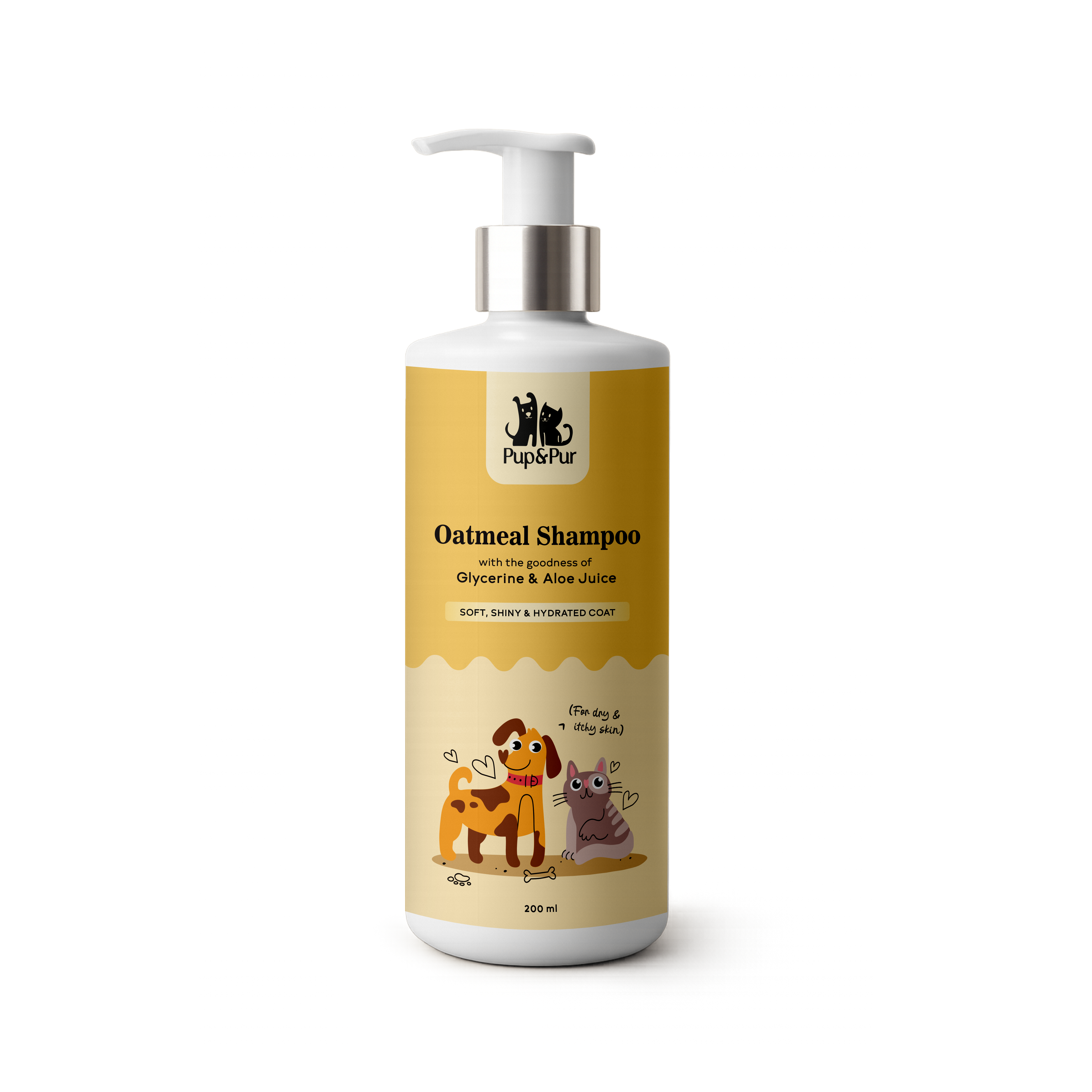 Pup & Pur Oatmeal Shampoo For Dogs & Cats | Pet Shampoo For Dry & Itchy Skin  | 200 ml